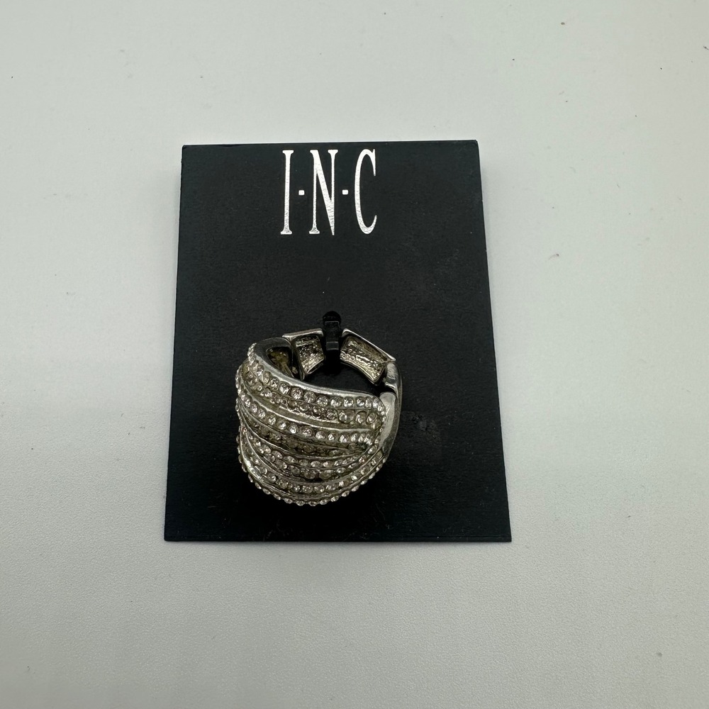 INC International Concepts Pave Crystal Slinky Ring Womens OS Silver New